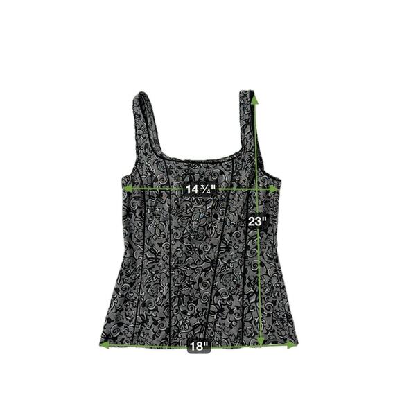 Brocade Corset-Style Tank Top Cami Victorian Goth Whimsigoth | Silver Black | M - Picture 4 of 4